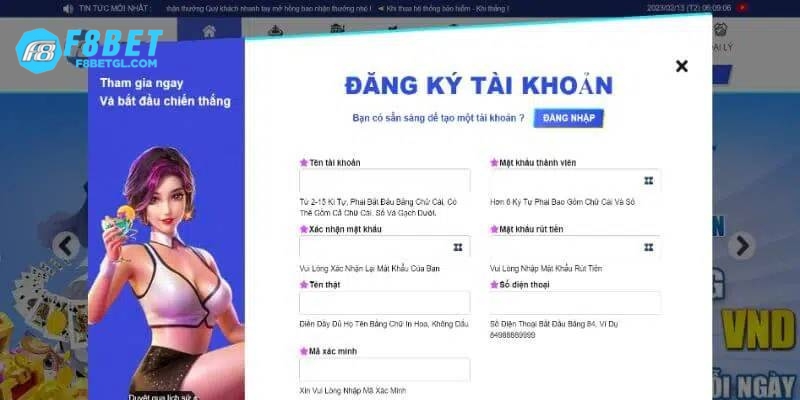 F8bet hướng dẫn chi tiết tạo tài khoản